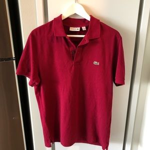 Lacoste Pique Polo shirt burgundy men size 4